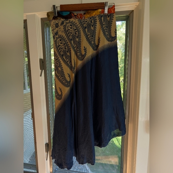 Asymetric Ankle Length Reversible Sari Silk Wrap Skirt Size 4-12 Multicolor - Picture 3 of 7